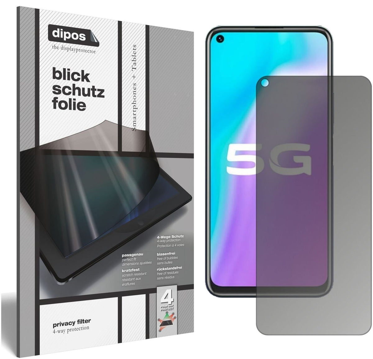 Blickschutzfolie für Vivo Y50 matt Schutzfolie Privacy