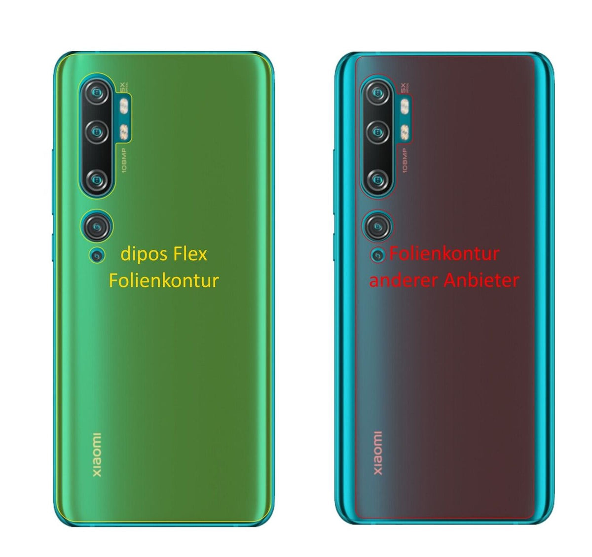2x 3D Full Cover Schutzfolie für Xiaomi Mi Note 10 Lite Rückseite