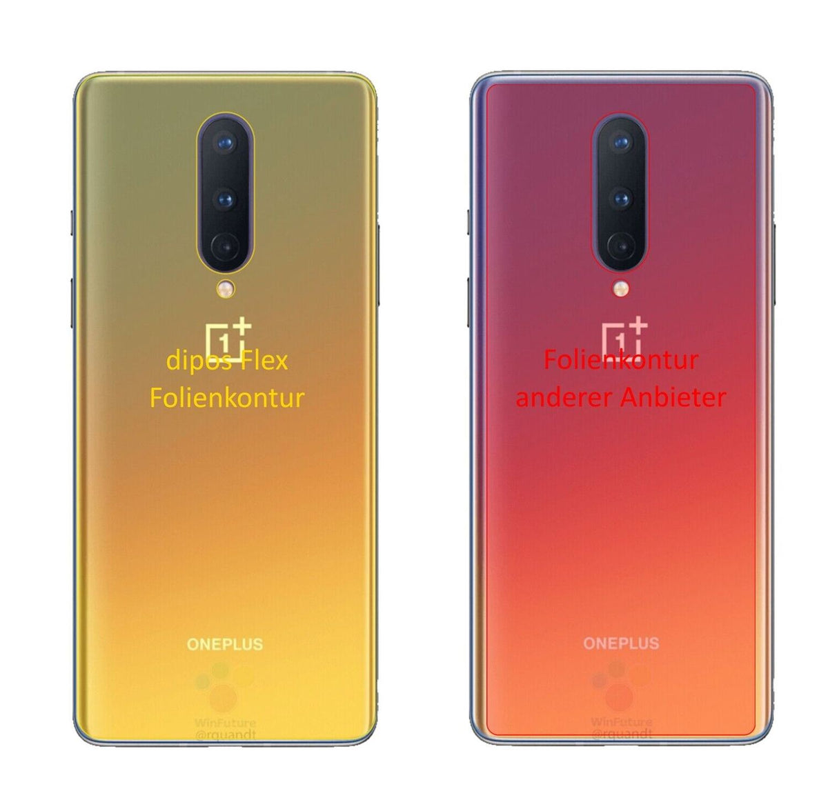 2x 3D Full Cover Schutzfolie für OnePlus 8 Rückseite
