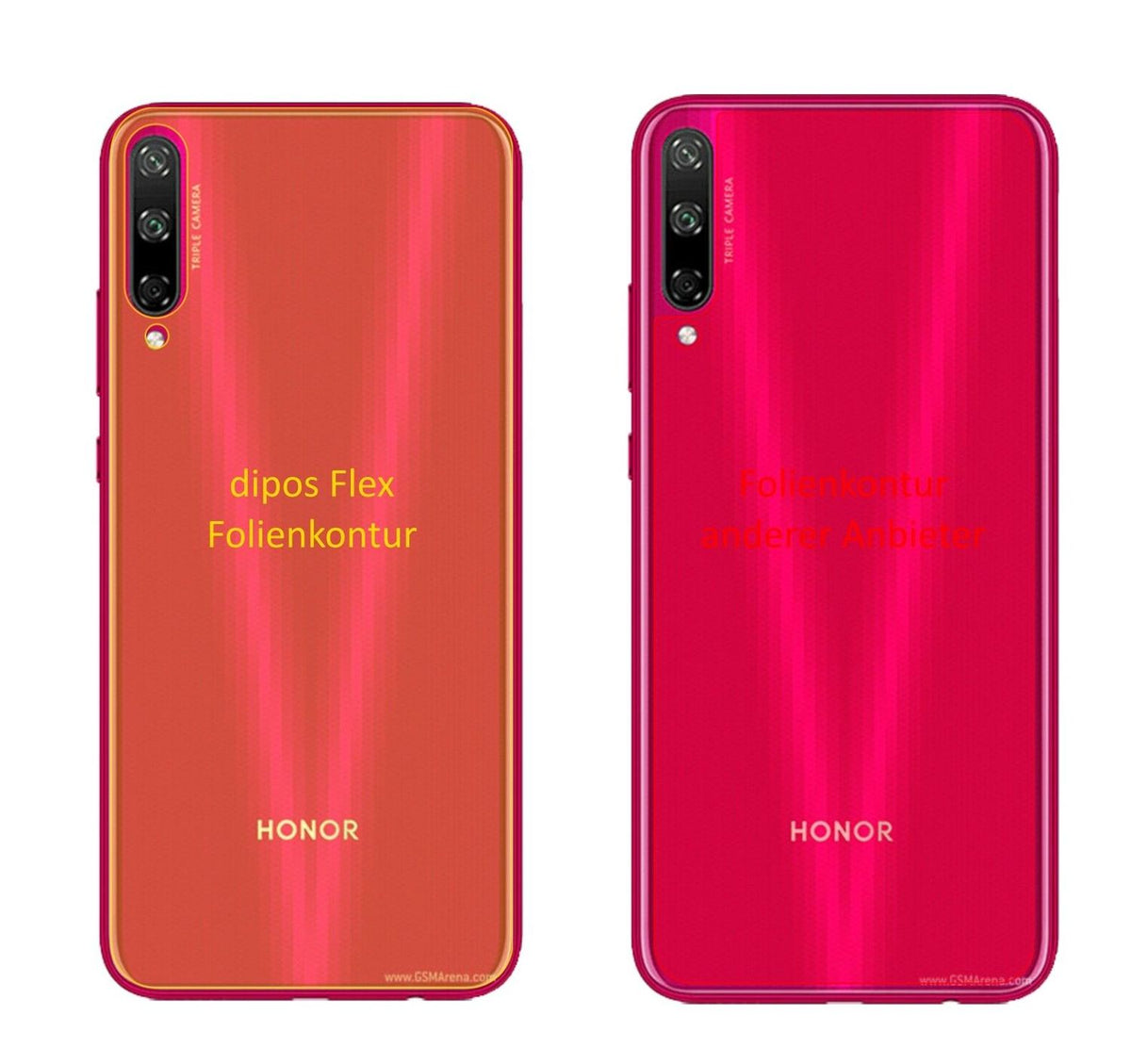 2x 3D Full Cover Schutzfolie für Honor Play 3 Rückseite