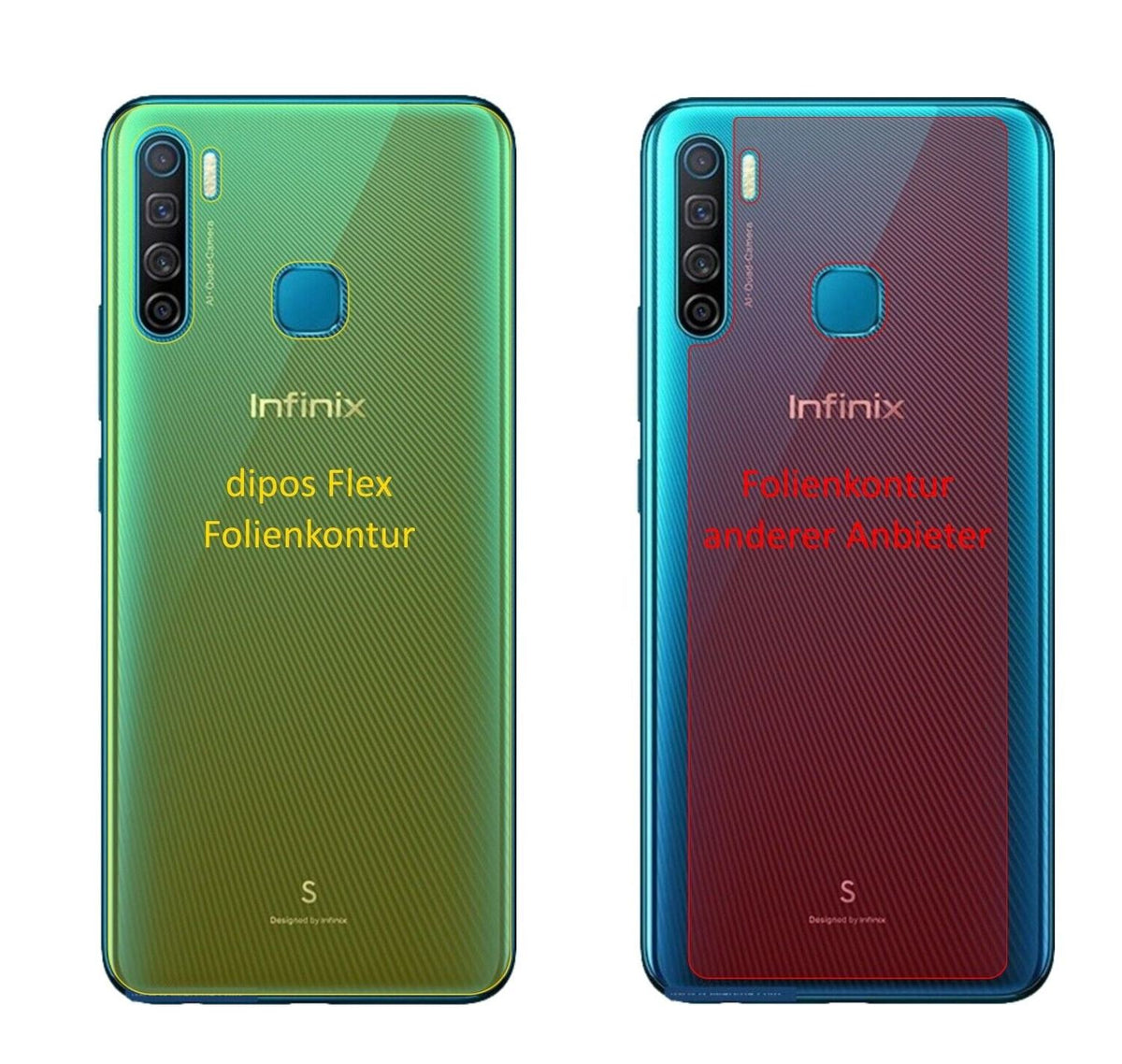 2x 3D Full Cover Schutzfolie für Infinix S5 Rückseite