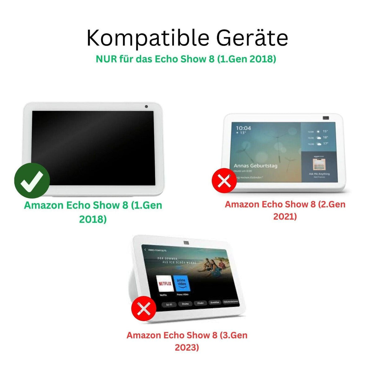 1x 9H Schutzfolie für Amazon Echo Show 8 Panzerfolie