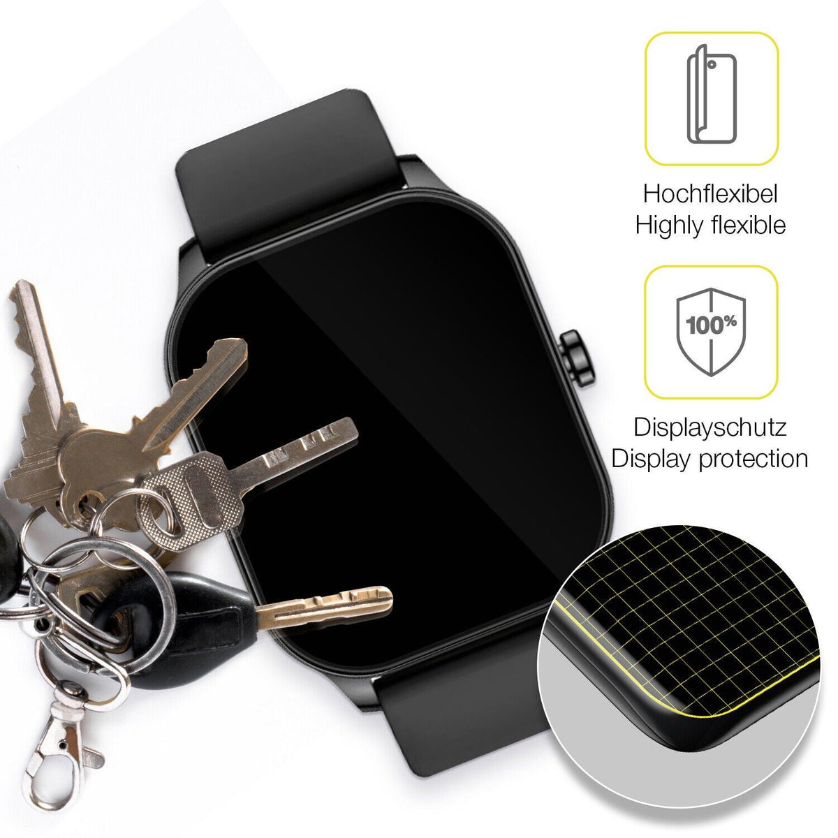 2x 3D Full Cover Schutzfolie für Amazfit Pop 3s