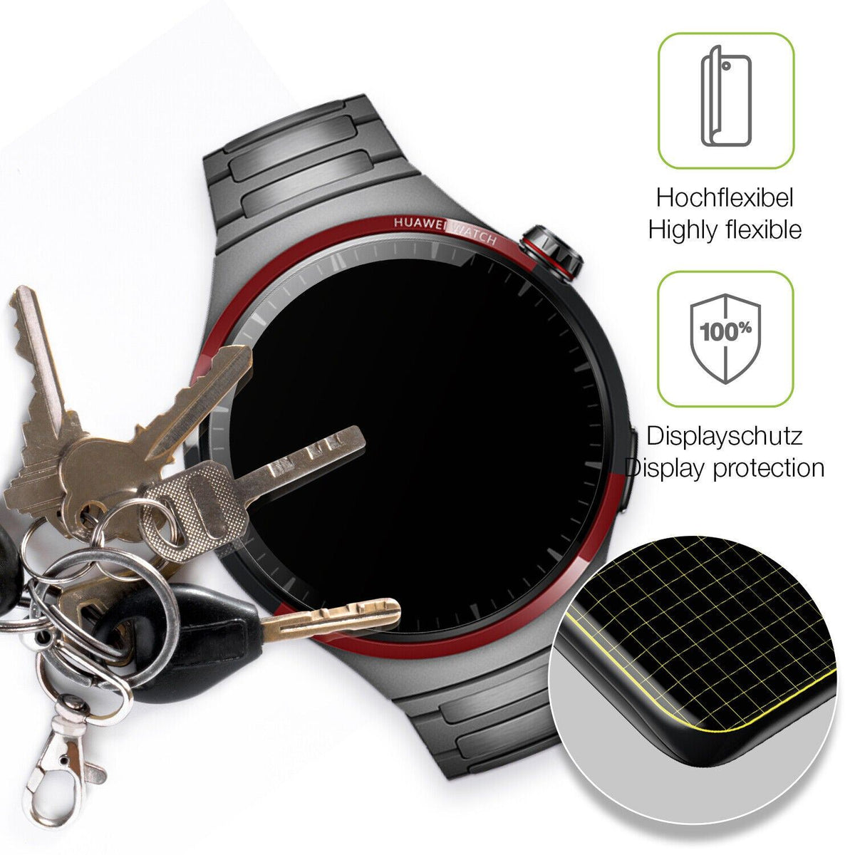 2x Full Cover Schutzfolie matt für Huawei Watch 4 Pro Space Edition