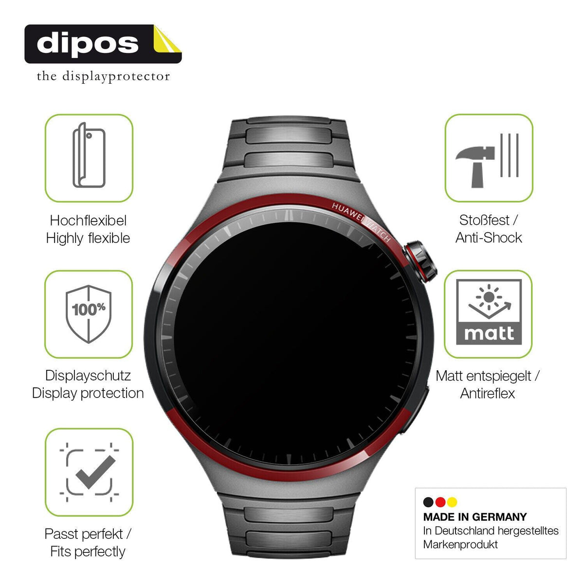 2x Full Cover Schutzfolie matt für Huawei Watch 4 Pro Space Edition