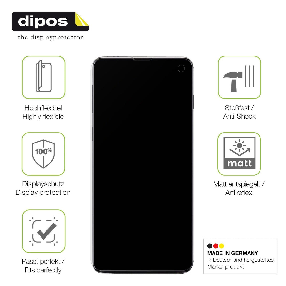 2x Full Cover Schutzfolie matt für Samsung Galaxy S10
