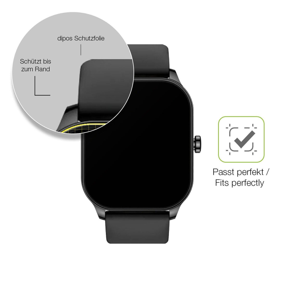 2x Full Cover Schutzfolie matt für Amazfit Pop 3s