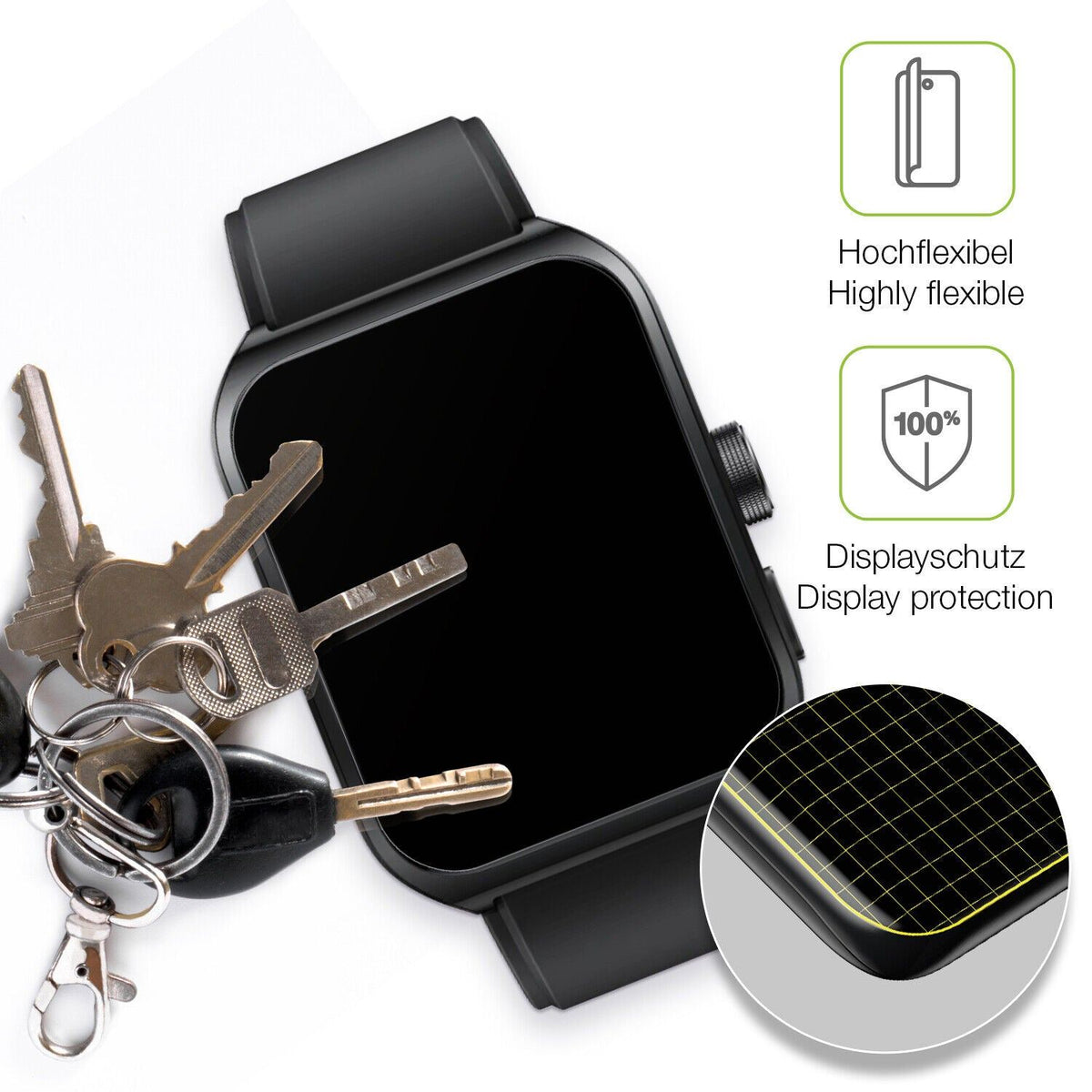 2x Full Cover Schutzfolie matt für Oppo Watch 4 Pro