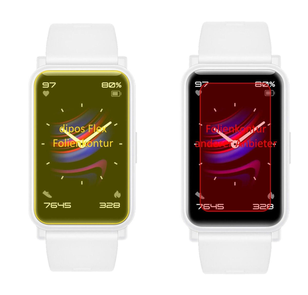 2x 3D Full Cover Schutzfolie für Honor Watch ES