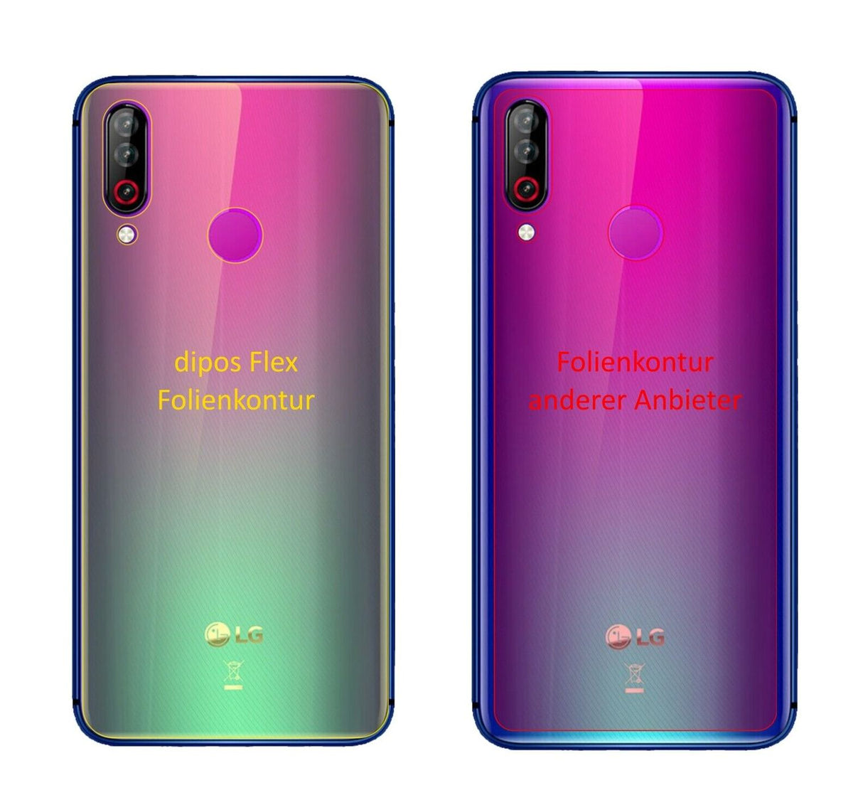 2x 3D Full Cover Schutzfolie für LG W30 Rückseite