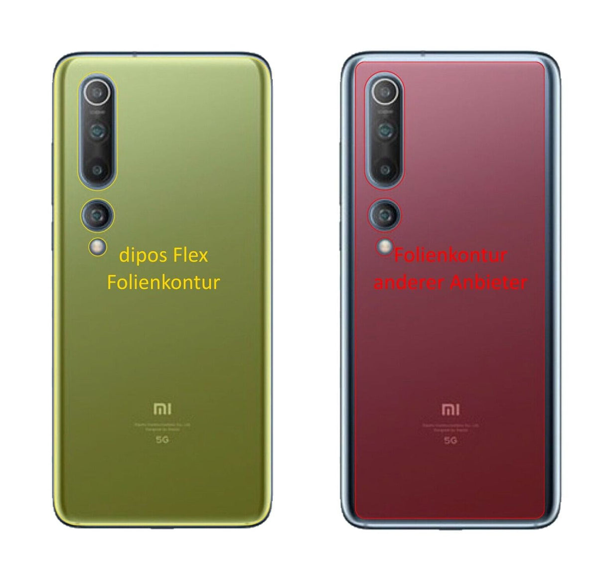 2x 3D Full Cover Schutzfolie für Xiaomi Mi 10 Pro Rückseite