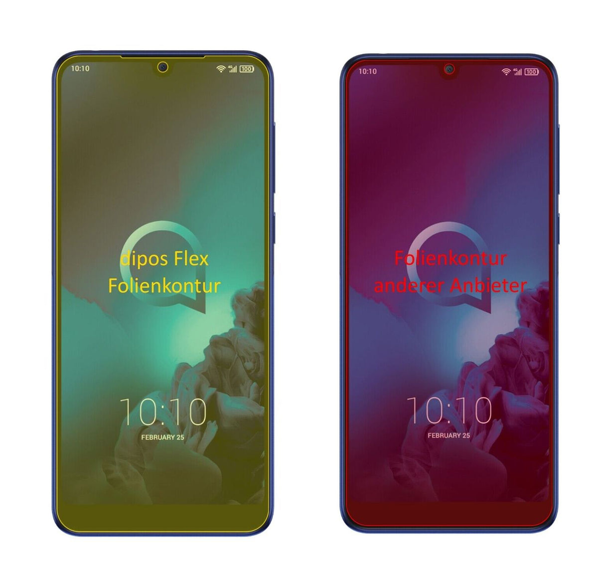 2x 3D Full Cover Schutzfolie für Alcatel 3L