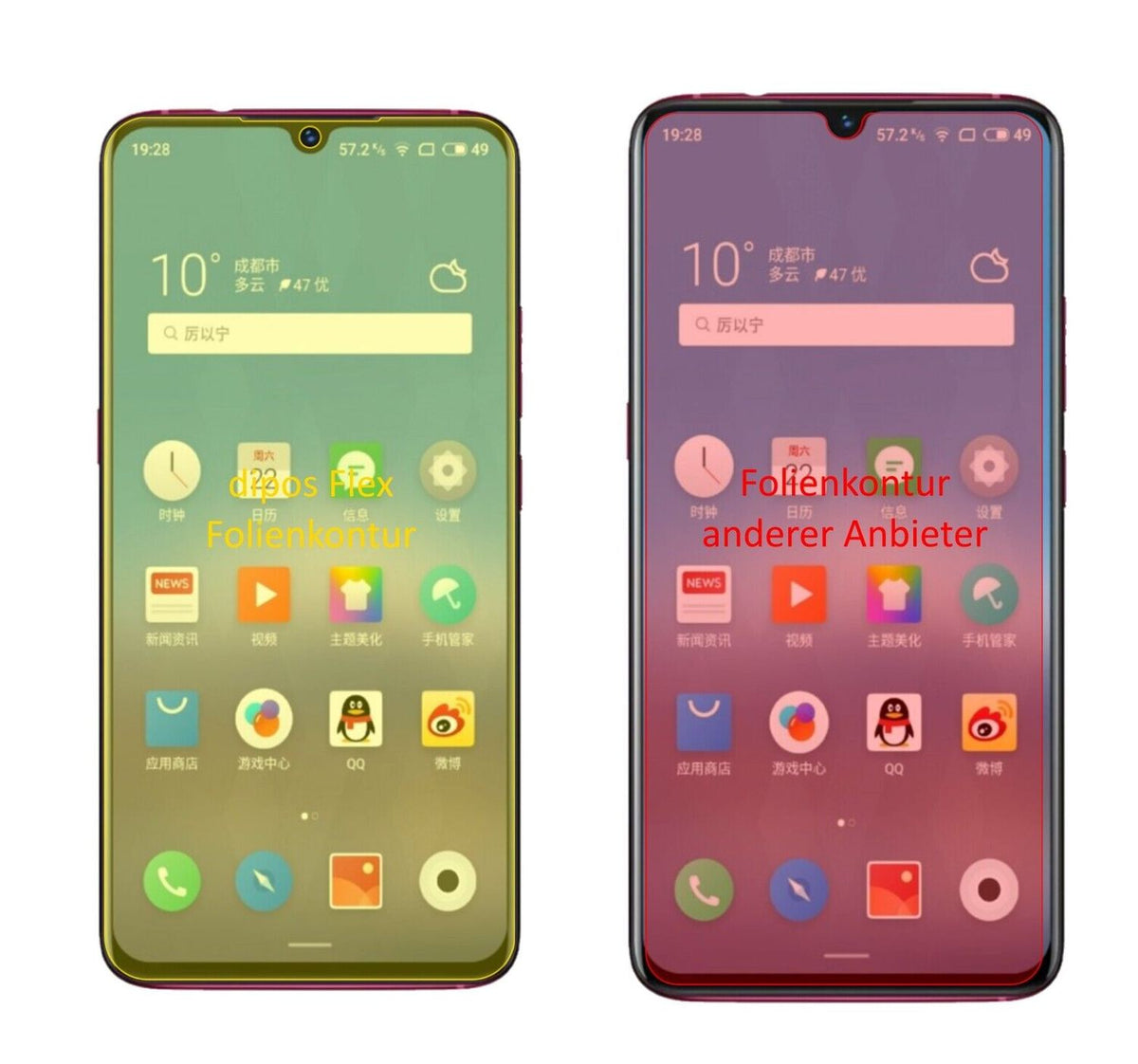 2x 3D Full Cover Schutzfolie für Meizu Note 9