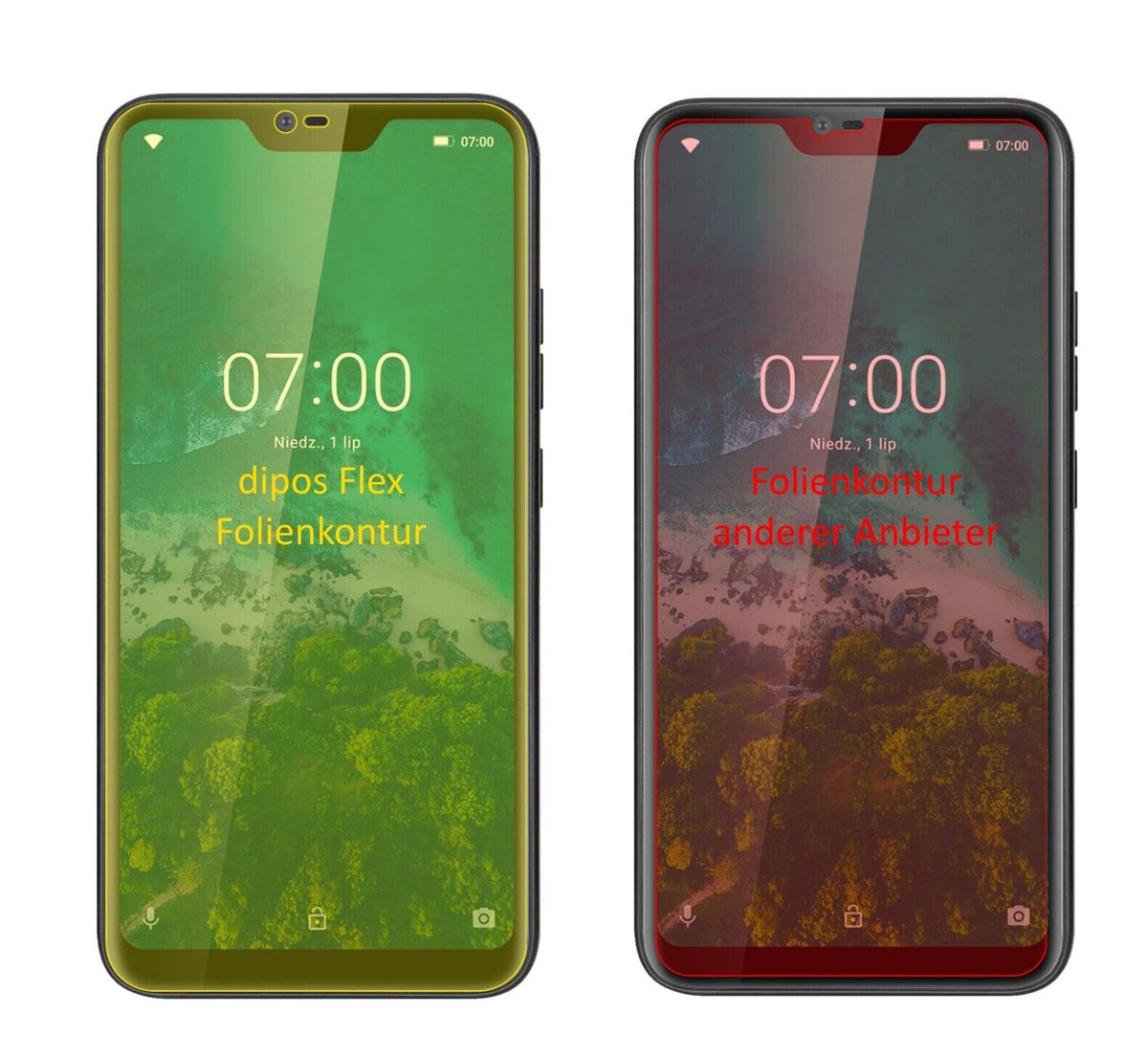 2x 3D Full Cover Schutzfolie für Kruger Matz Smartfon LIVE 7