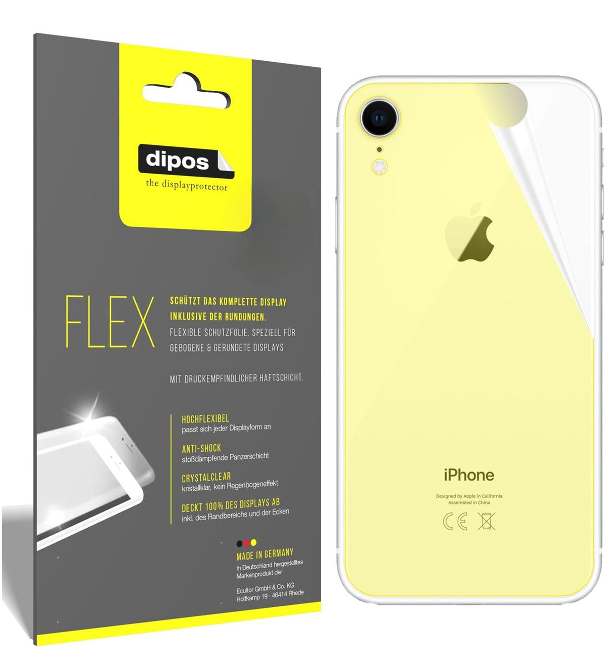 3x 3D Full Cover Schutzfolie für Apple iPhone XR Rückseite