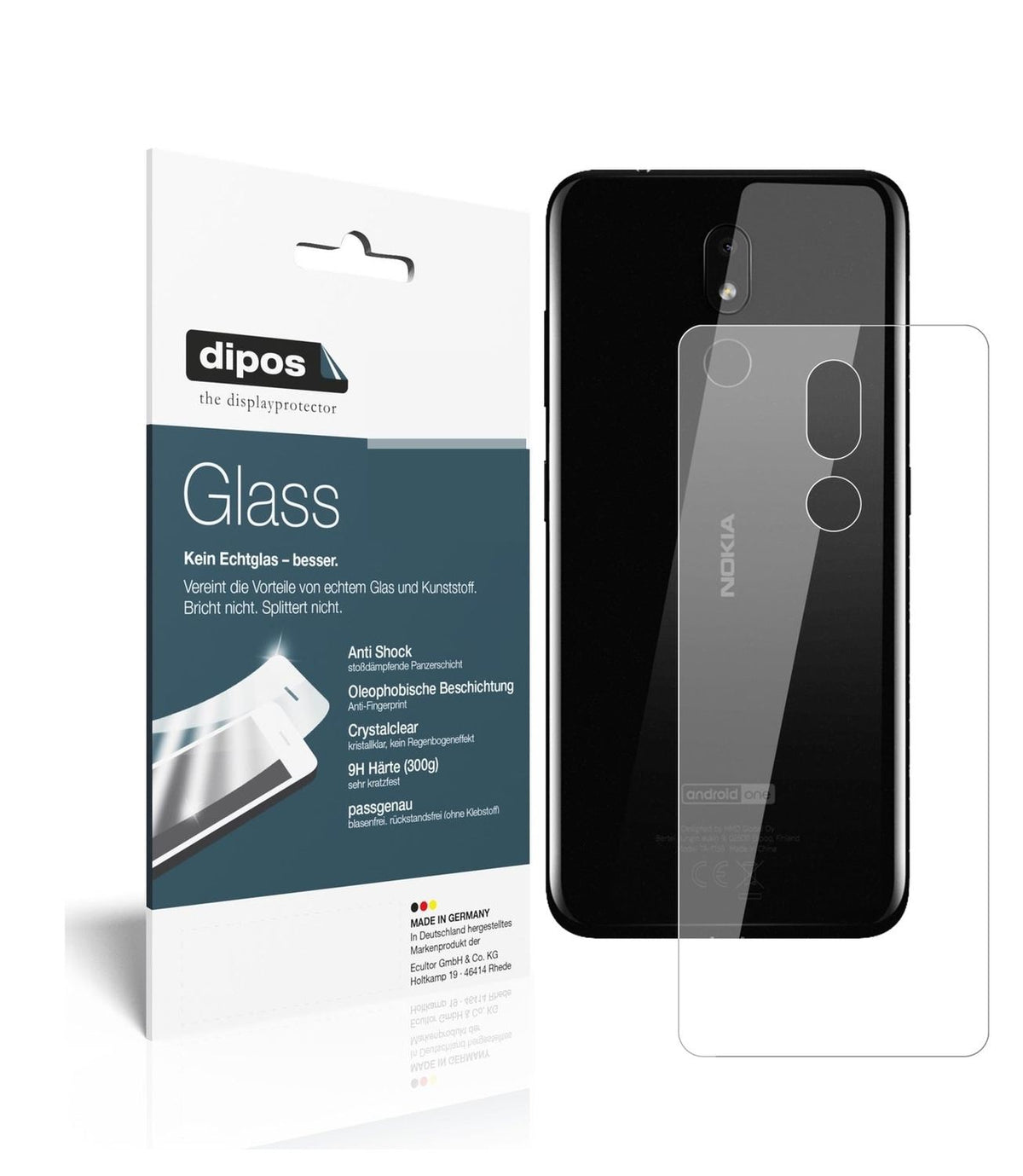 1x 9H Schutzfolie für Nokia 3.2 Rückseite Panzerfolie