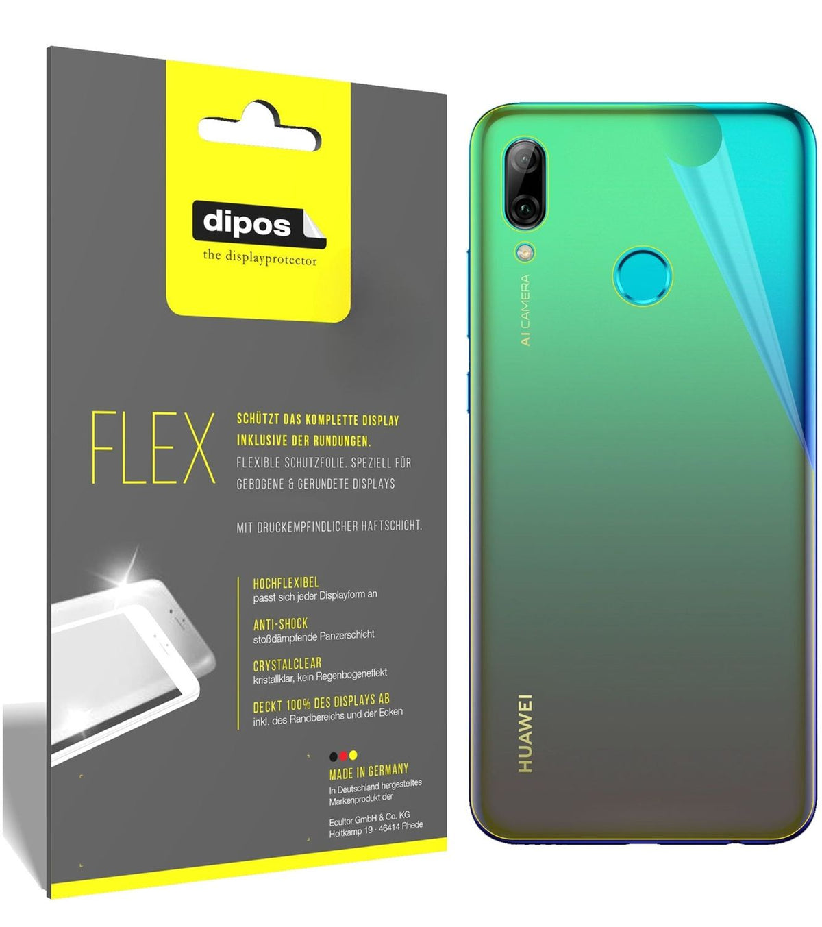 2x 3D Full Cover Schutzfolie für Huawei Enjoy 9S Rückseite