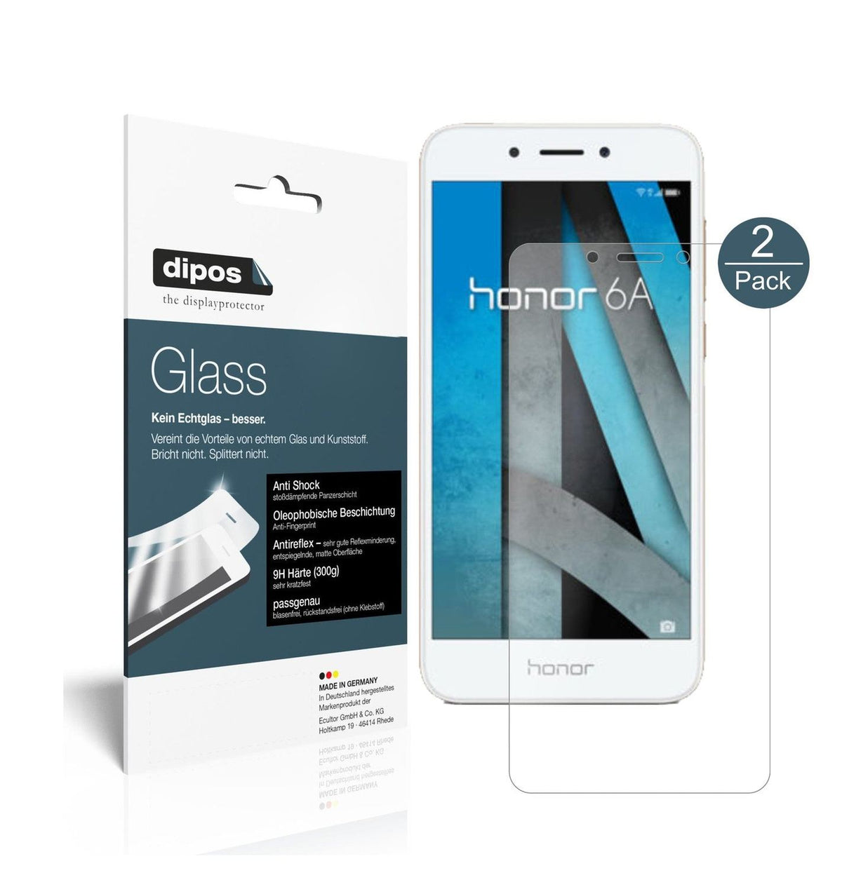 2x 9H Schutzfolie matt für Huawei Honor 6A Panzerfolie