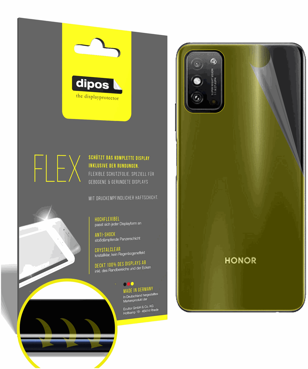 3x 3D Full Cover Schutzfolie für Honor X10 Max Rückseite