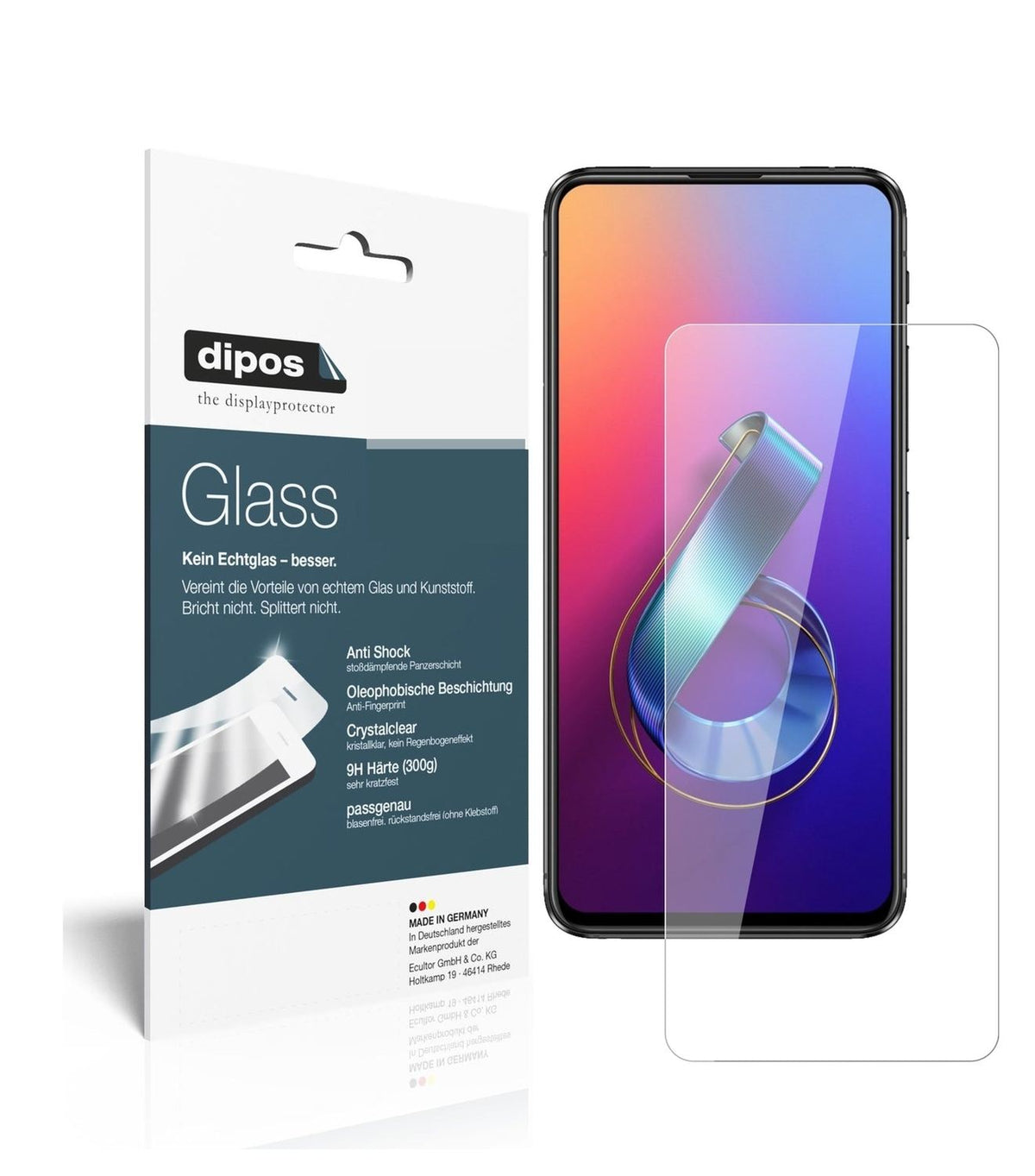 1x 9H Schutzfolie für Asus Zenfone 6 (ZS630KL) Panzerfolie