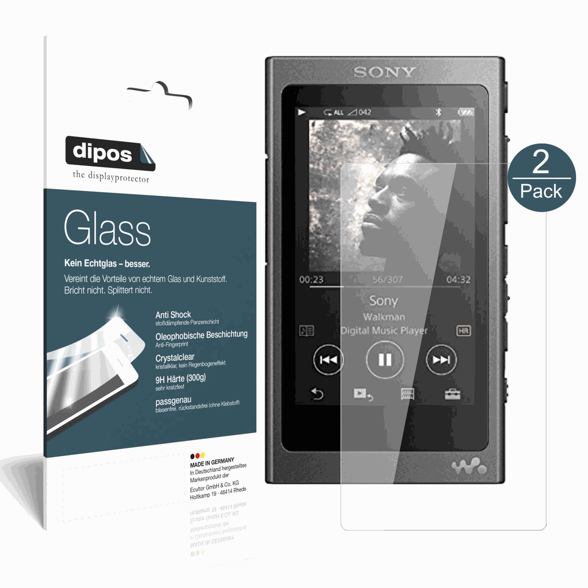2x 9H Schutzfolie für Sony Walkman NW-A35 Panzerfolie