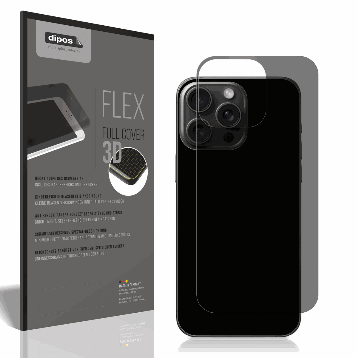 Full Cover Privacy Blickschutzfolie für Apple iPhone 15 Pro Max Rückseite