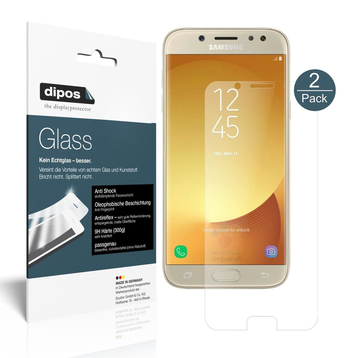 2x 9H Schutzfolie matt für Samsung Galaxy J5 2017 Panzerfolie