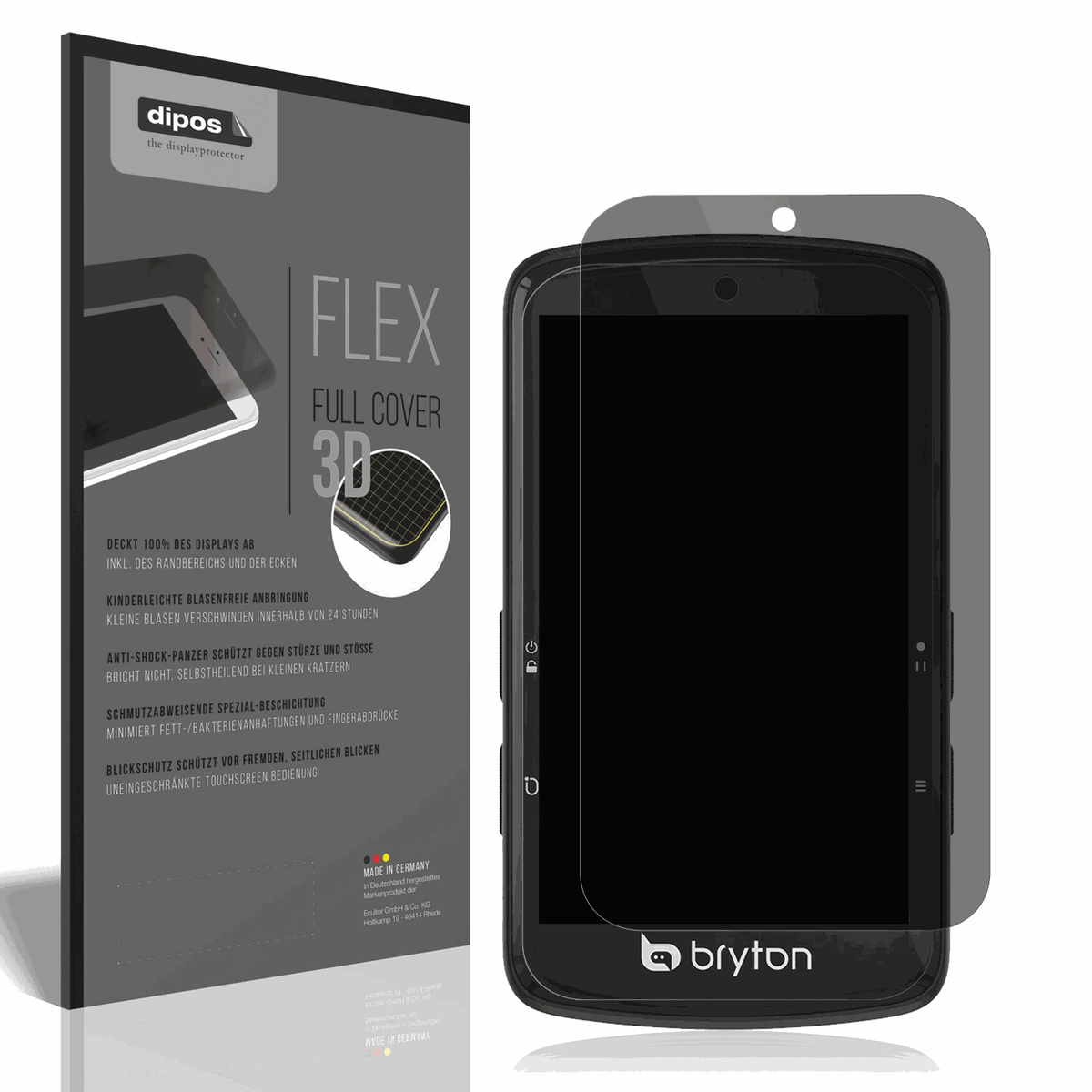 Full Cover Privacy Blickschutzfolie für Bryton Rider S810