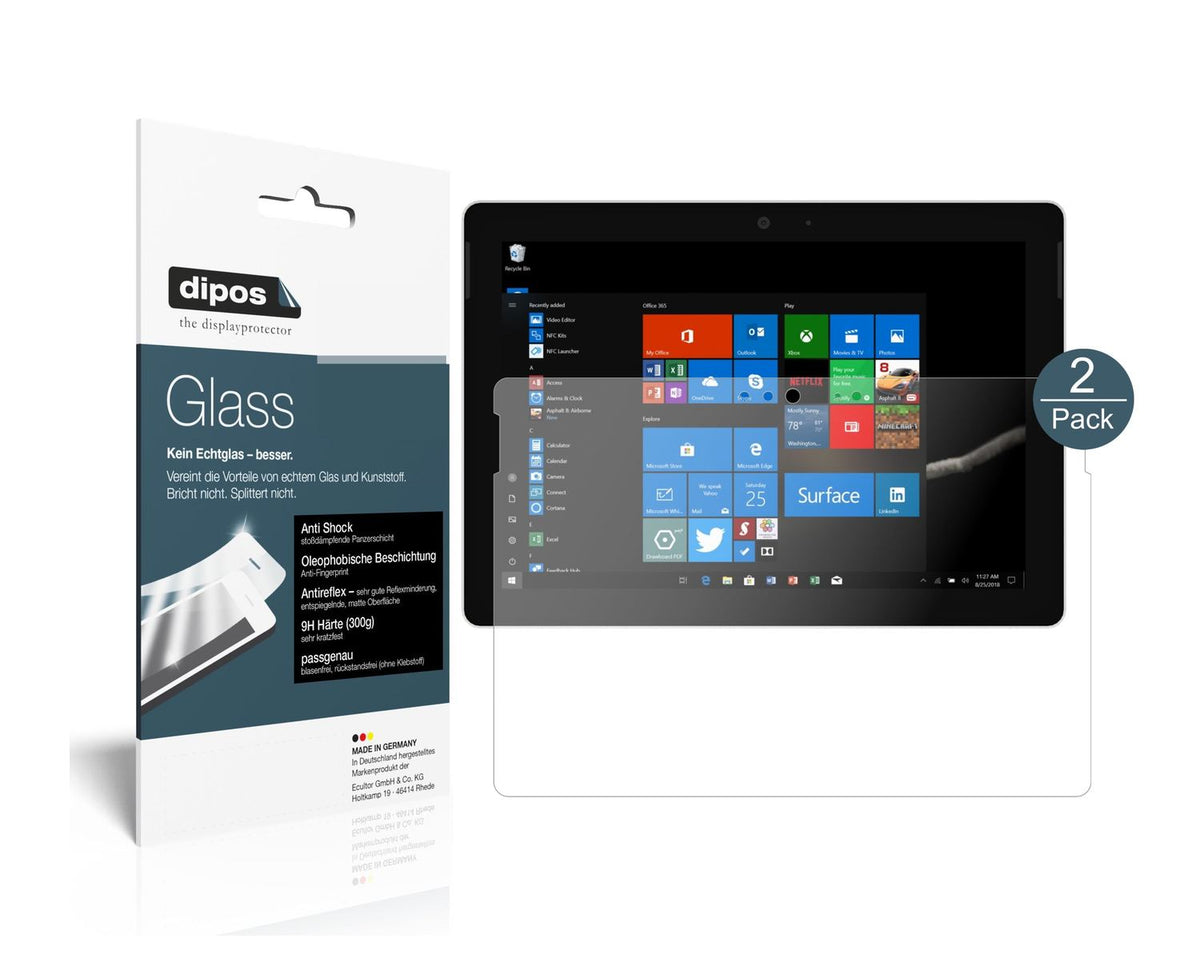 2x 9H Schutzfolie matt für Microsoft Surface Go 2 Panzerfolie
