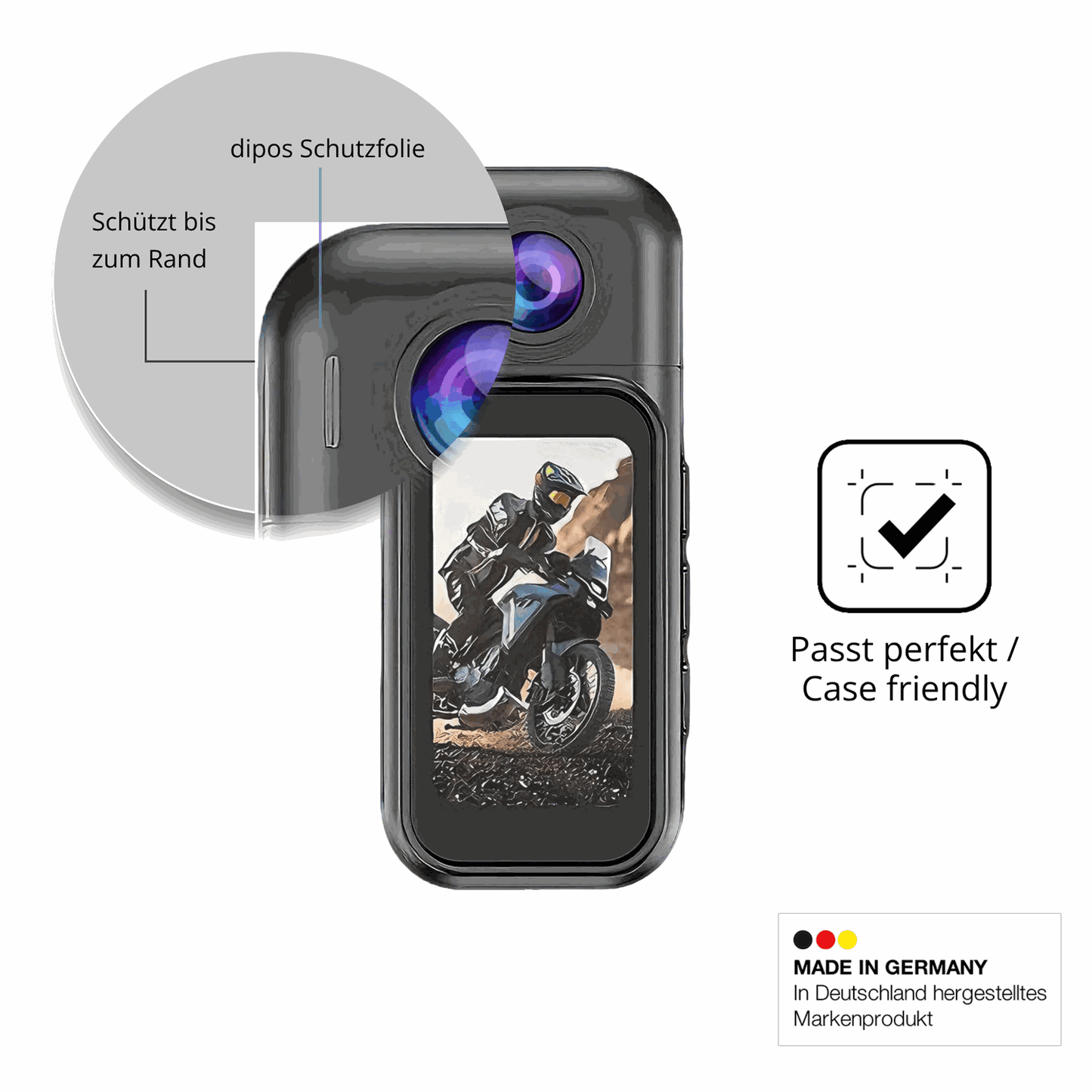 Schutzglasfolie mit optimaler Passform, zur Verwendung mit Hüllen geeignet