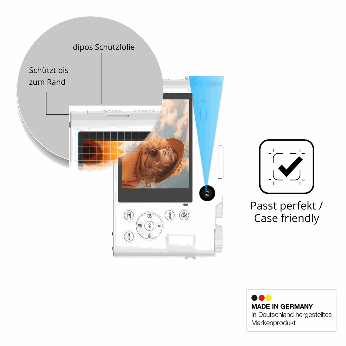 Schutzglasfolie mit optimaler Passform, zur Verwendung mit Hüllen geeignet