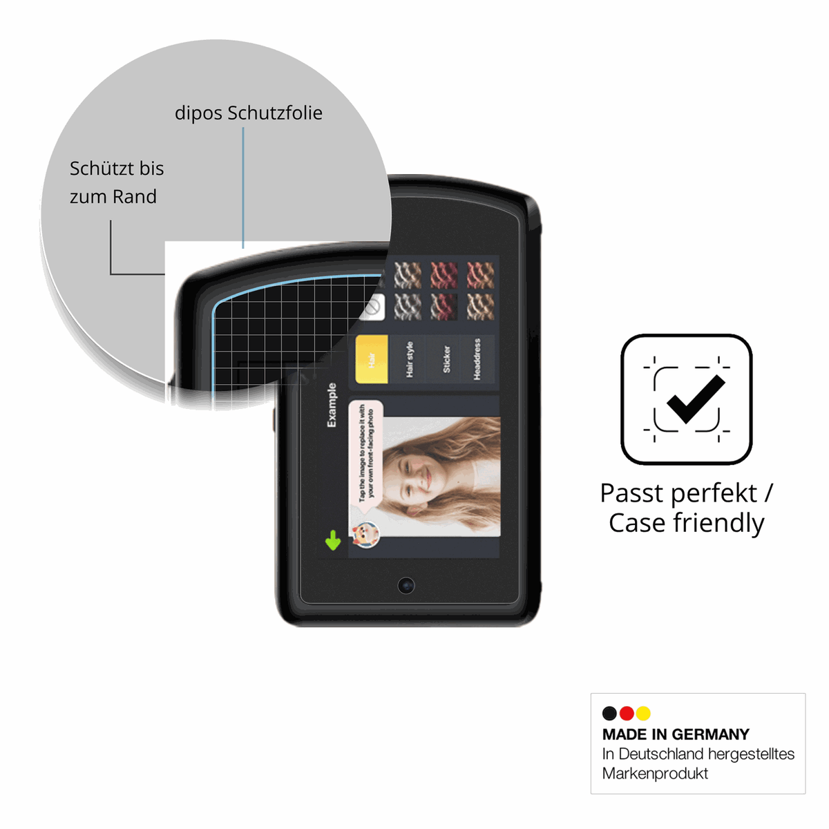 Schutzglasfolie mit optimaler Passform, zur Verwendung mit Hüllen geeignet