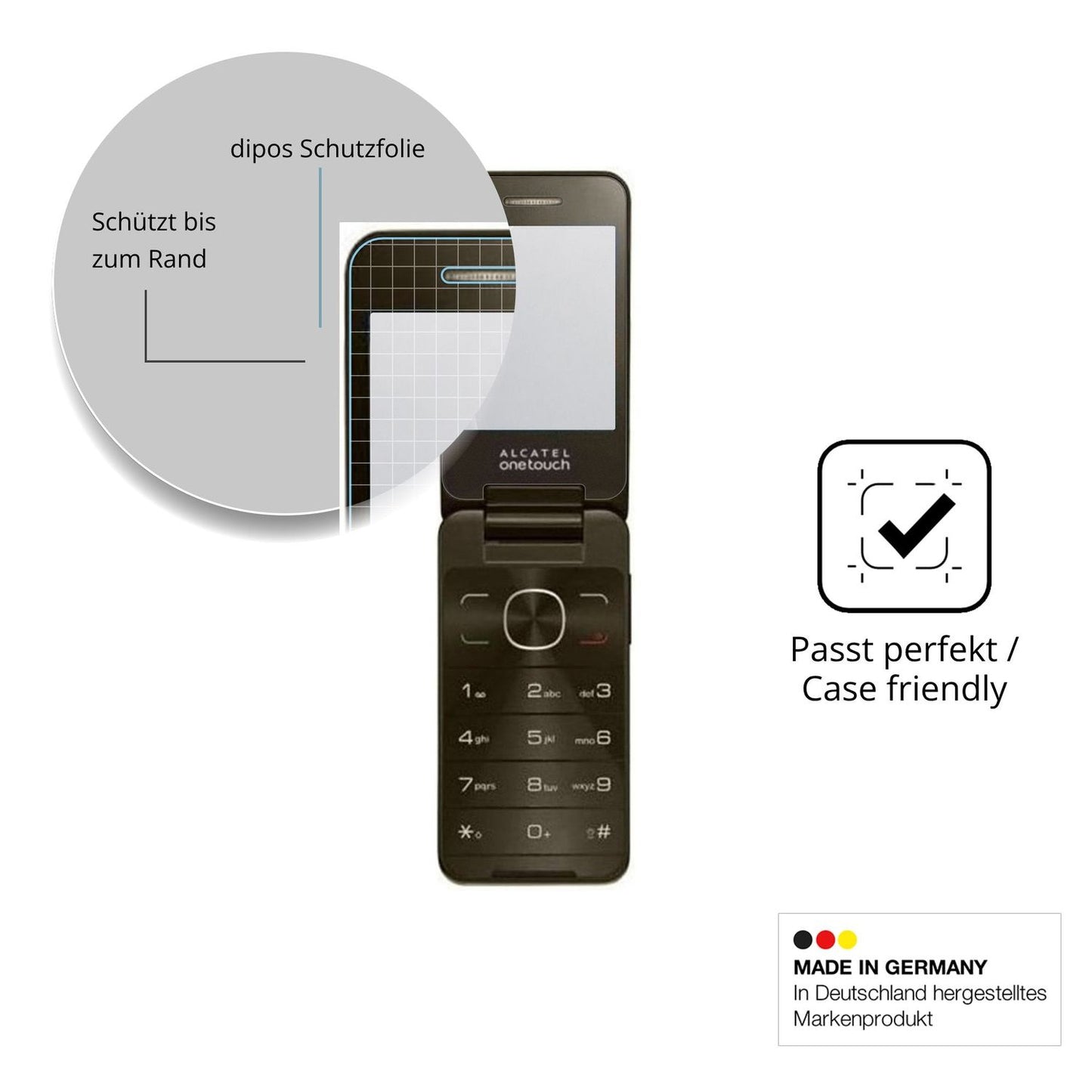 Schutzglasfolie mit optimaler Passform, zur Verwendung mit Hüllen geeignet