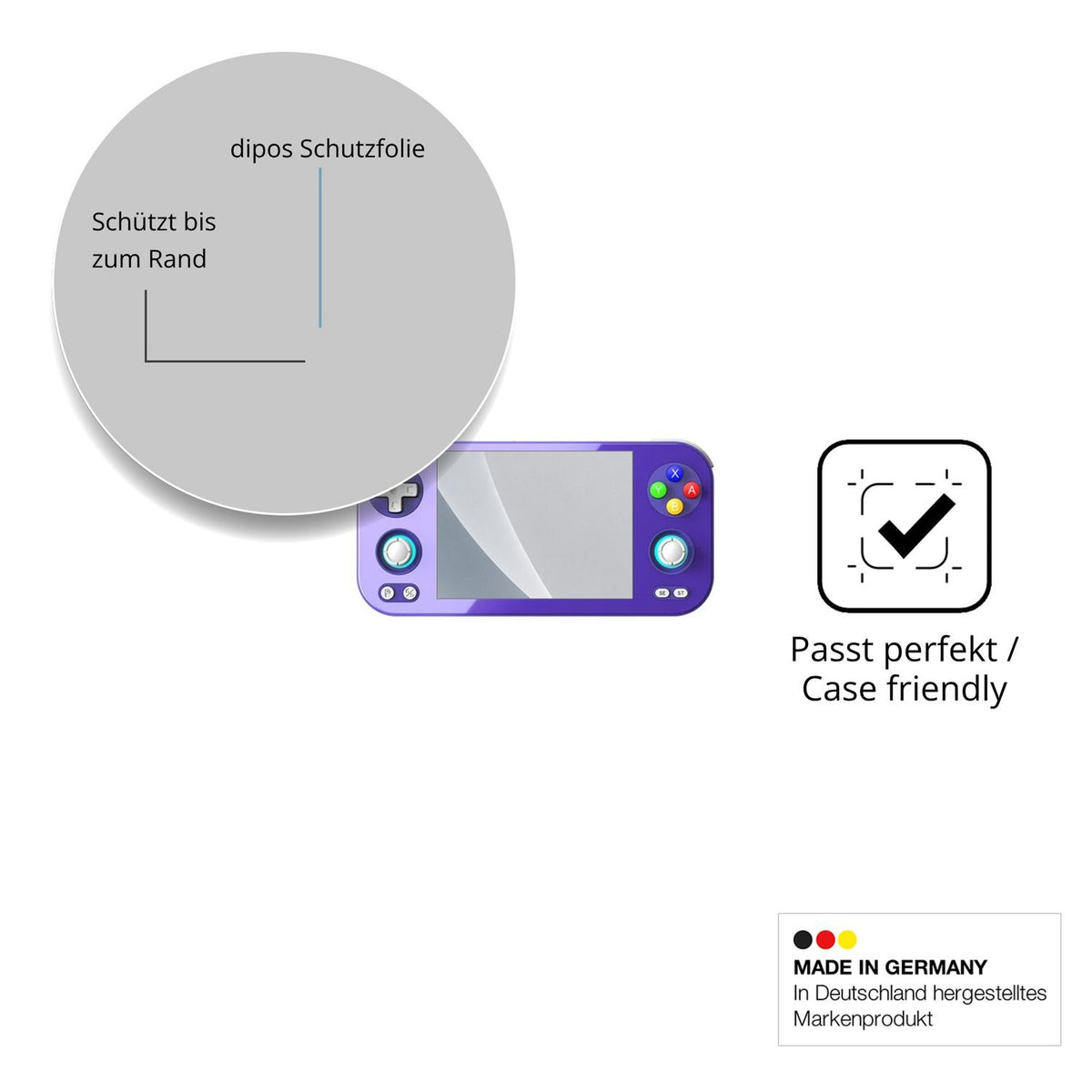 Schutzglasfolie mit optimaler Passform, zur Verwendung mit Hüllen geeignet