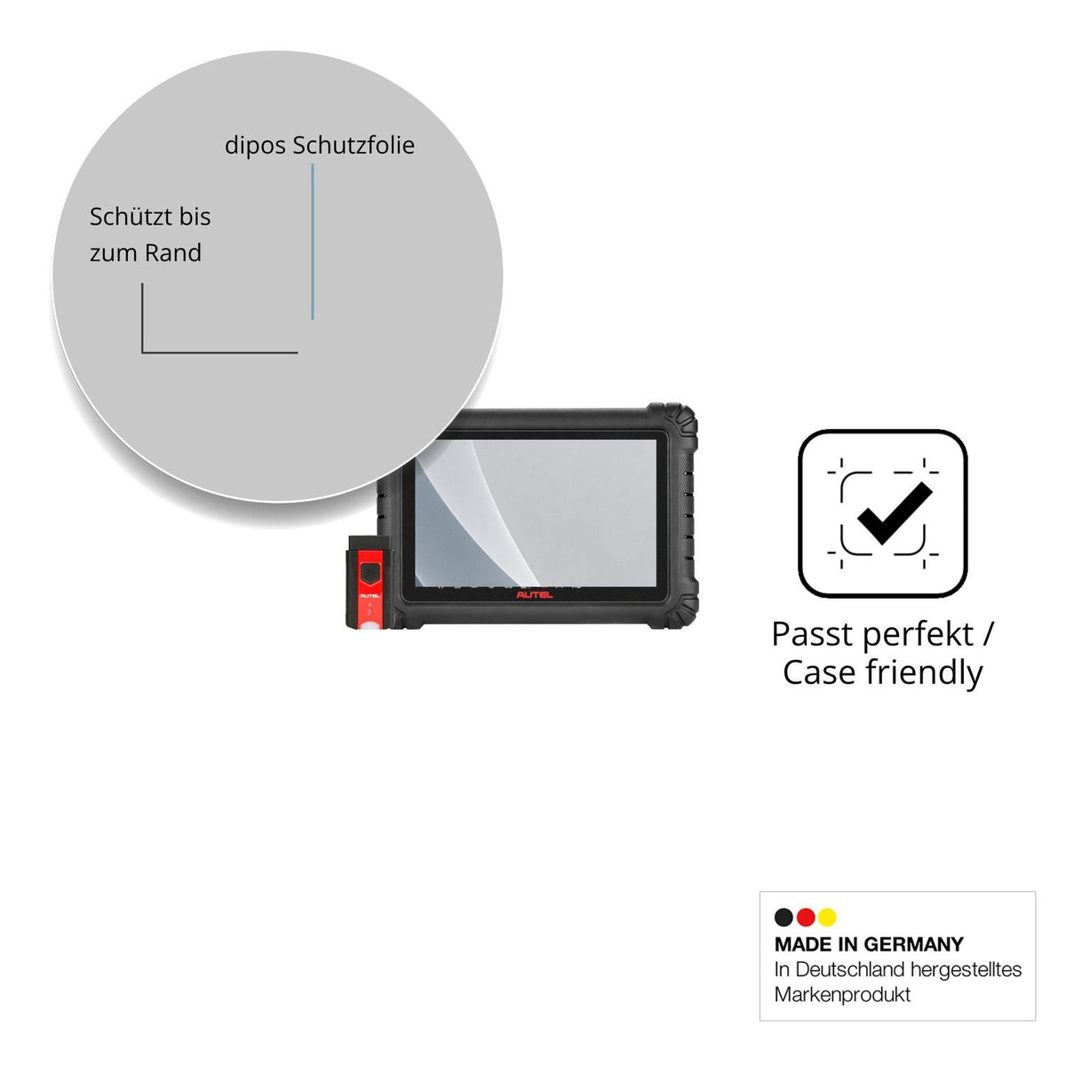 Schutzglasfolie mit optimaler Passform, zur Verwendung mit Hüllen geeignet