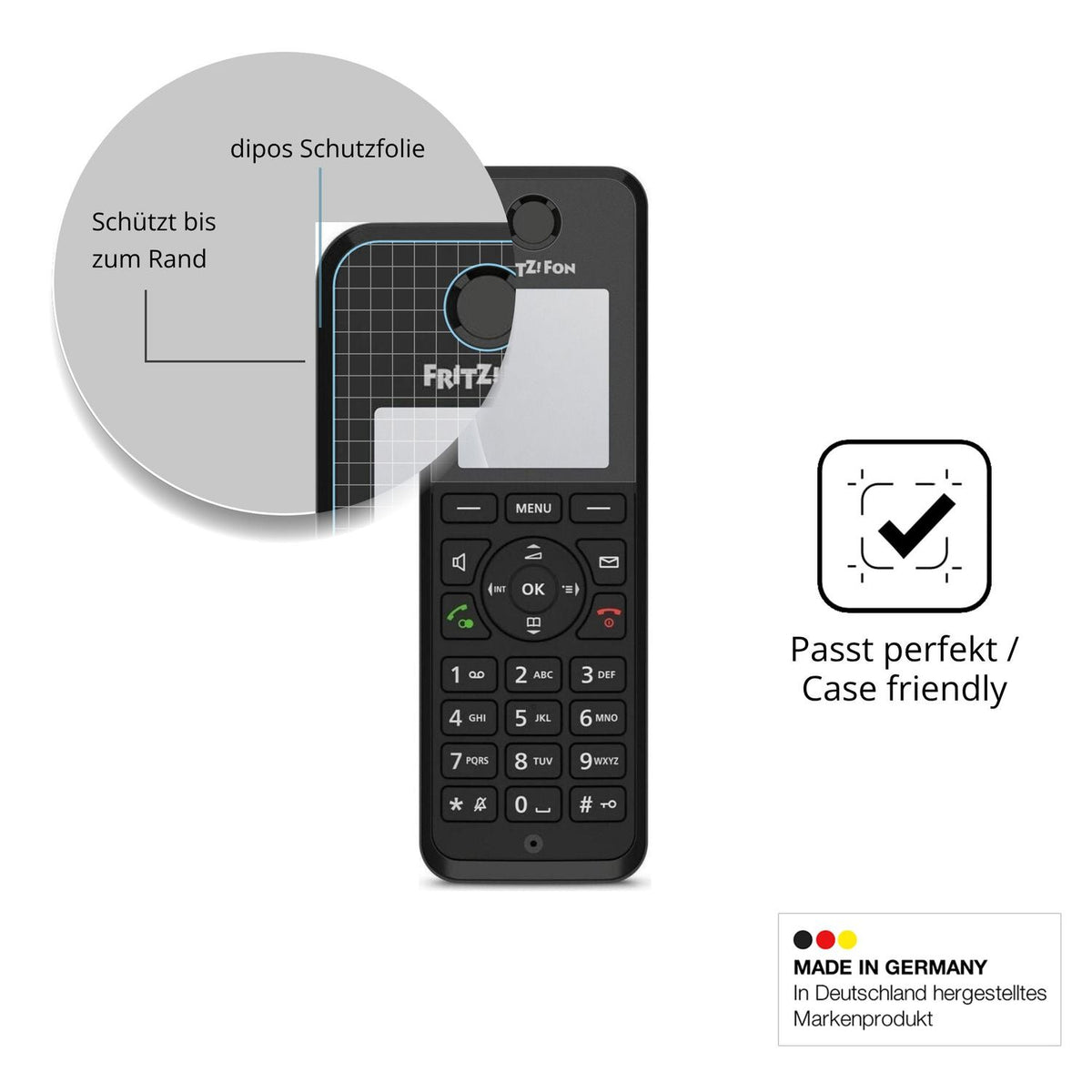 Schutzglasfolie mit optimaler Passform, zur Verwendung mit Hüllen geeignet