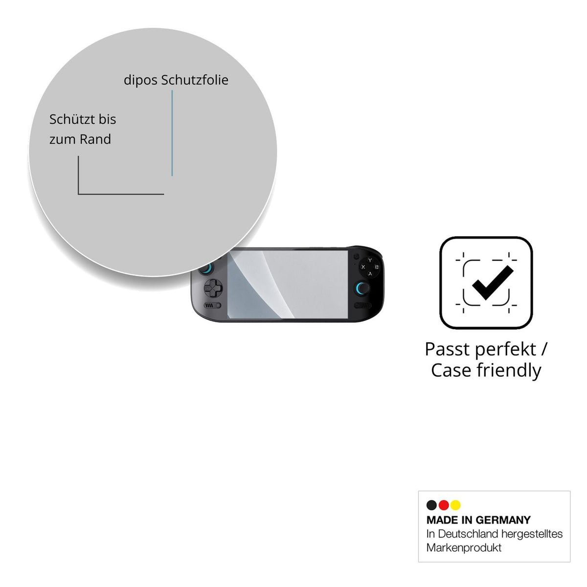 Schutzglasfolie mit optimaler Passform, zur Verwendung mit Hüllen geeignet