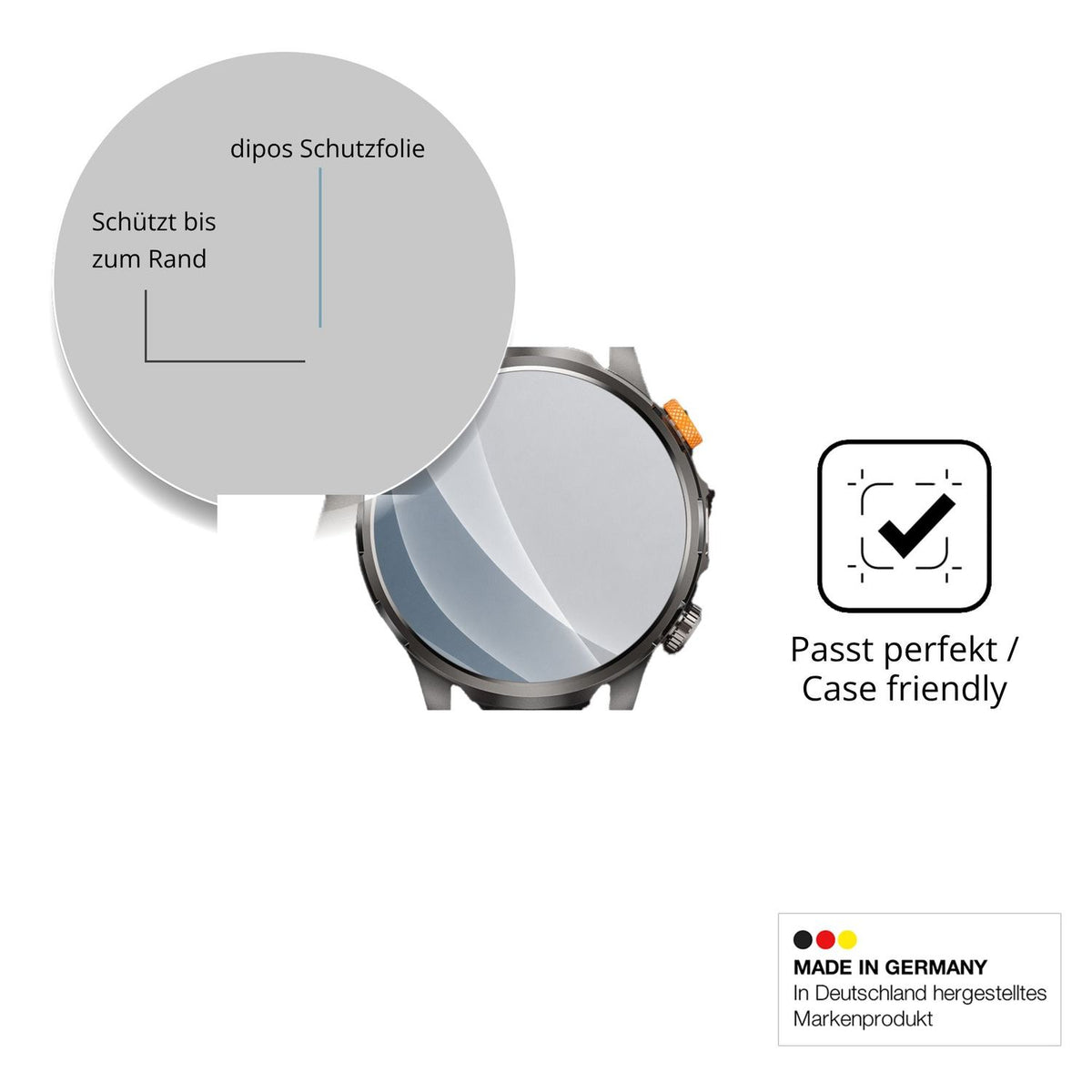 Schutzglasfolie mit optimaler Passform, zur Verwendung mit Hüllen geeignet