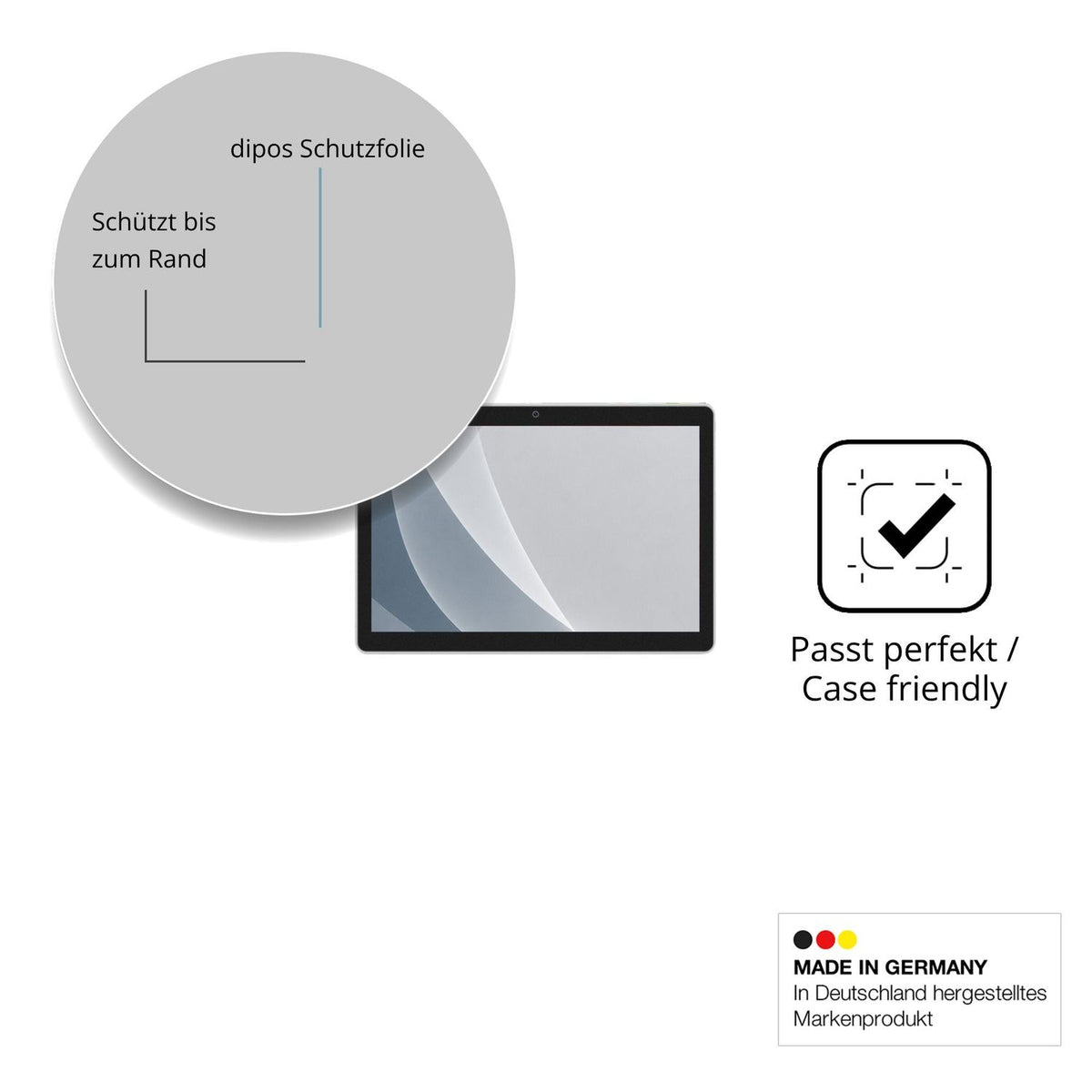 Schutzglasfolie mit optimaler Passform, zur Verwendung mit Hüllen geeignet