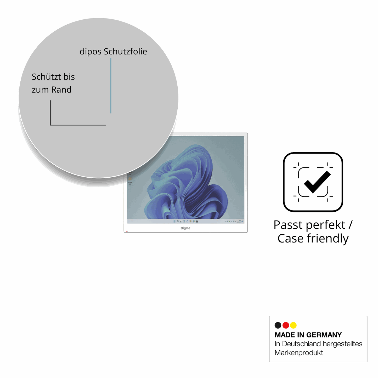 Schutzglasfolie mit optimaler Passform, zur Verwendung mit Hüllen geeignet