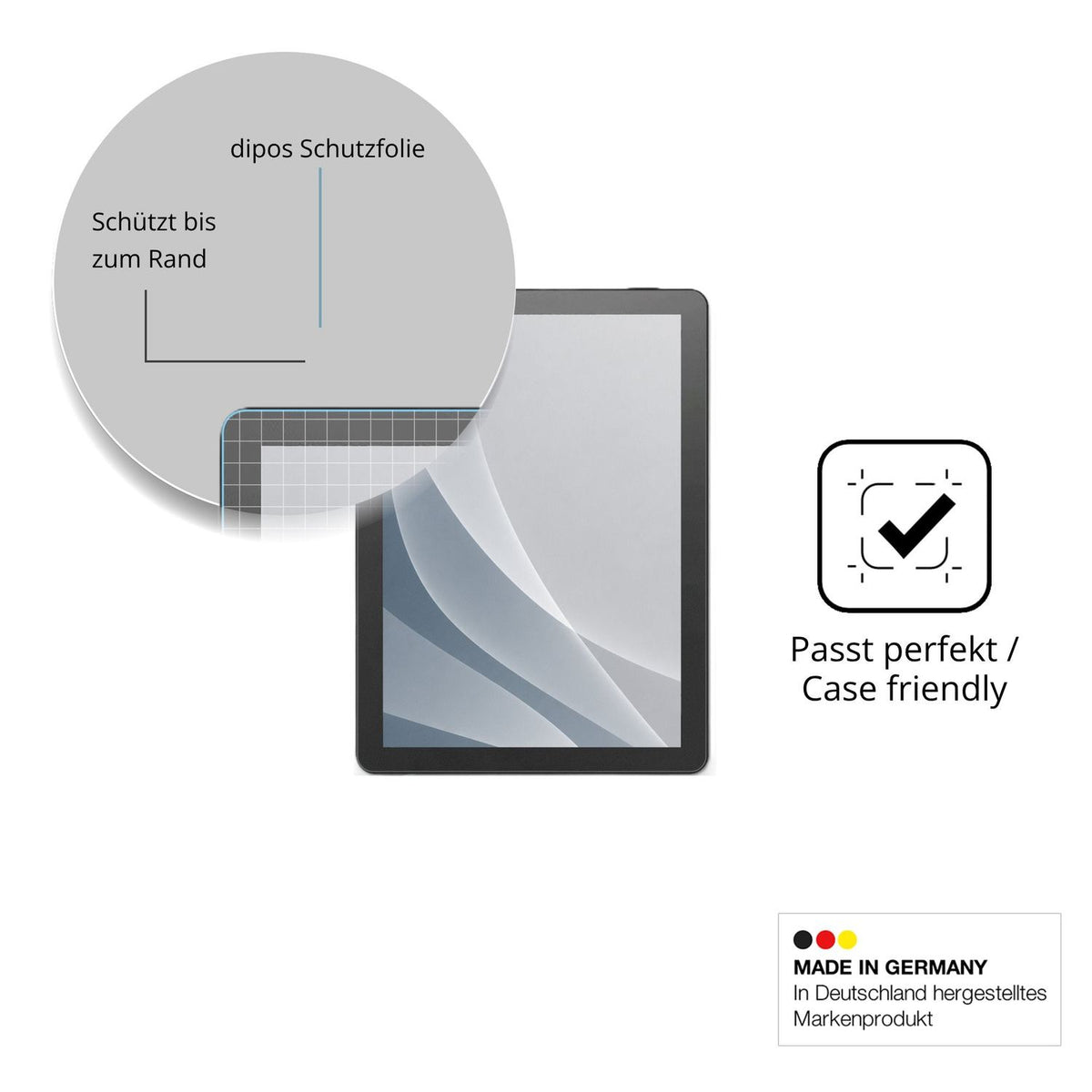 Schutzglasfolie mit optimaler Passform, zur Verwendung mit Hüllen geeignet