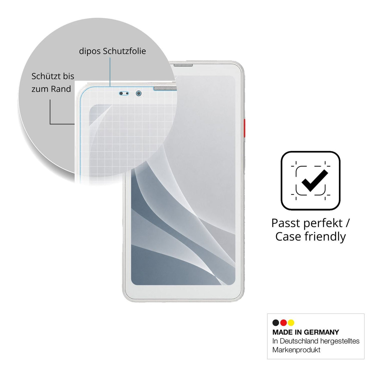 Schutzglasfolie mit optimaler Passform, zur Verwendung mit Hüllen geeignet