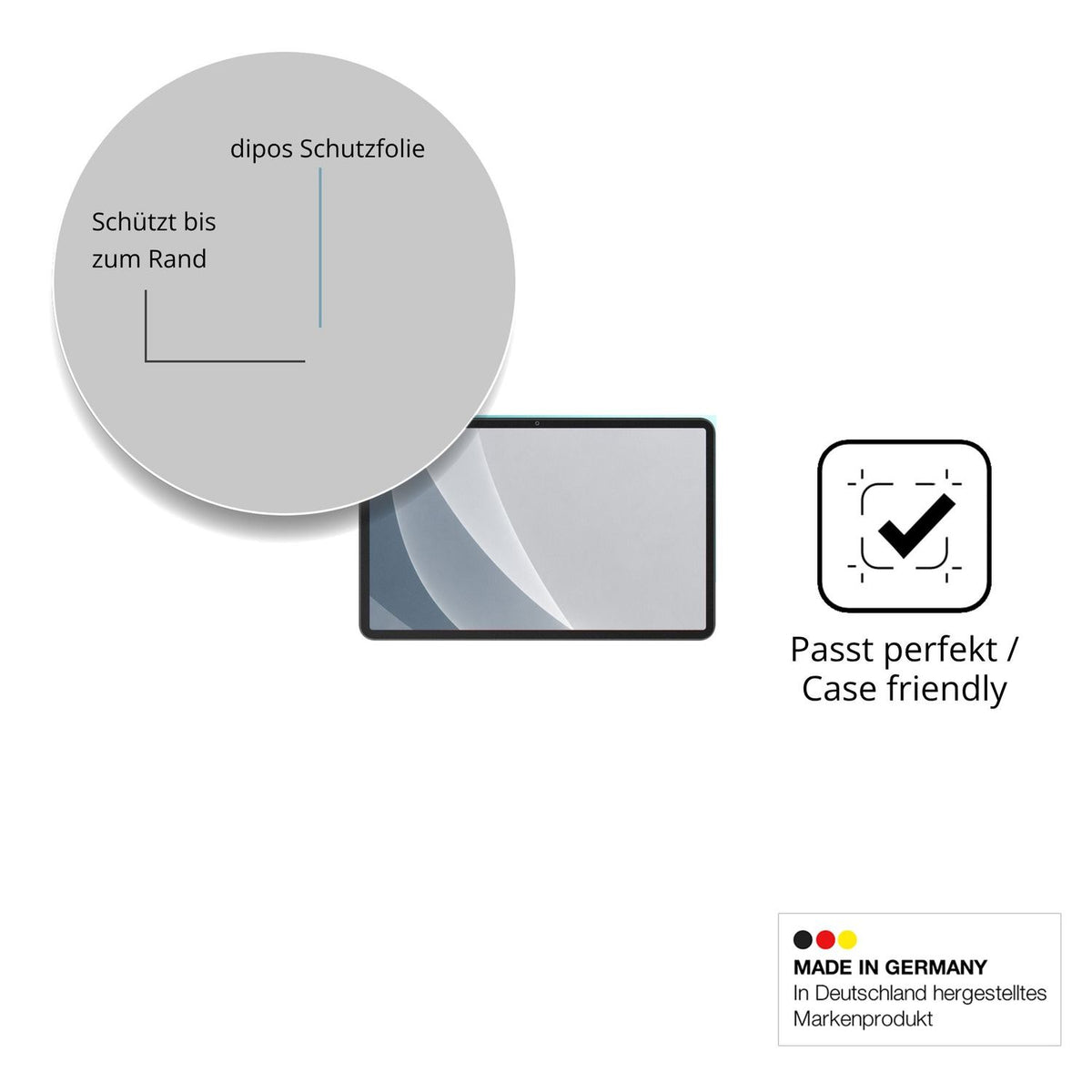 Schutzglasfolie mit optimaler Passform, zur Verwendung mit Hüllen geeignet