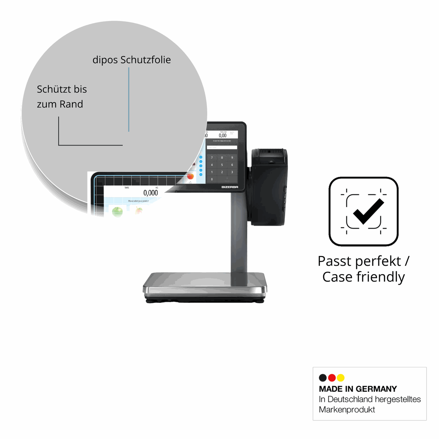 Schutzglasfolie mit optimaler Passform, zur Verwendung mit Hüllen geeignet