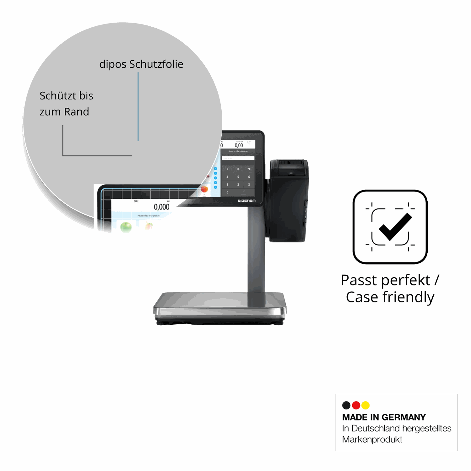 Schutzglasfolie mit optimaler Passform, zur Verwendung mit Hüllen geeignet