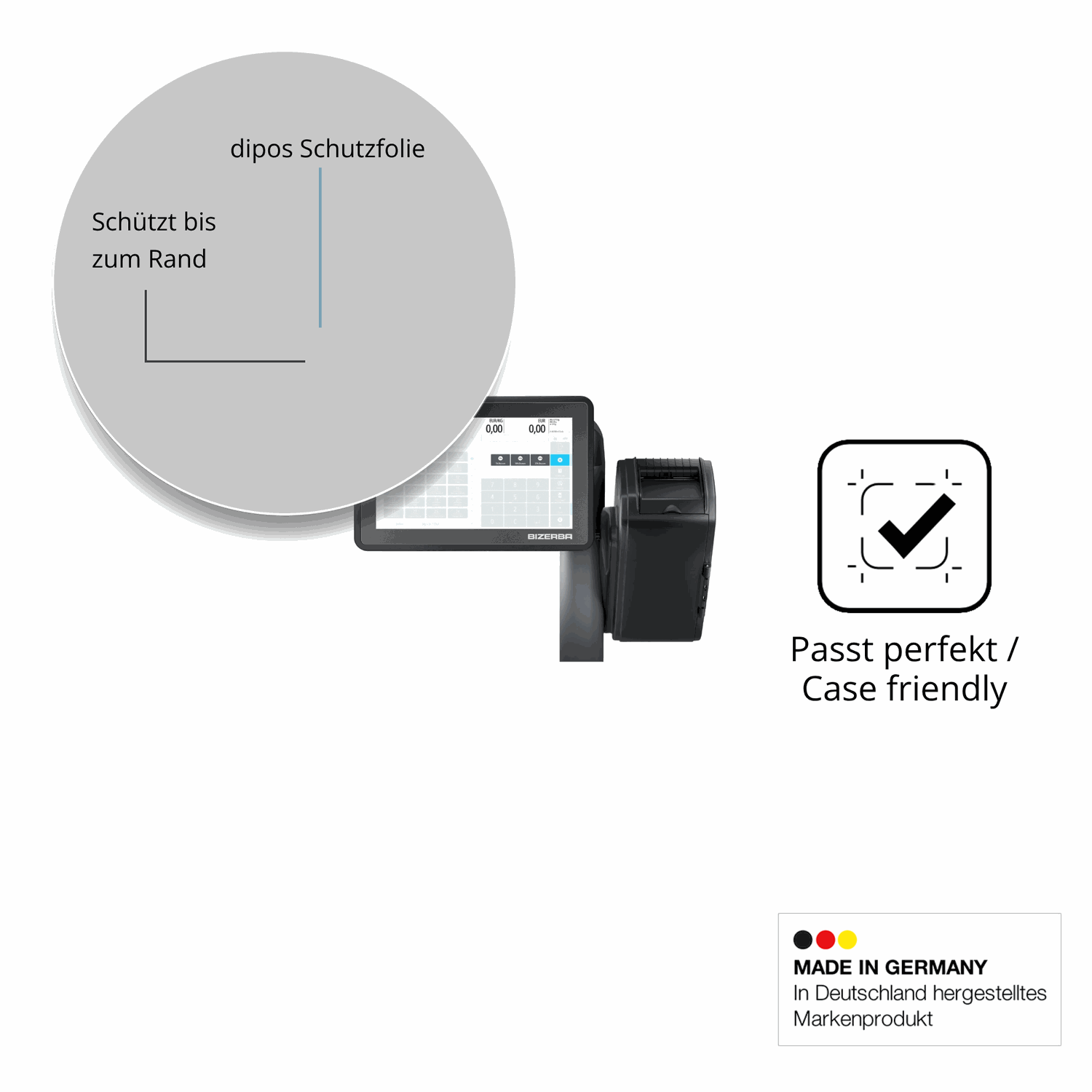 Schutzglasfolie mit optimaler Passform, zur Verwendung mit Hüllen geeignet