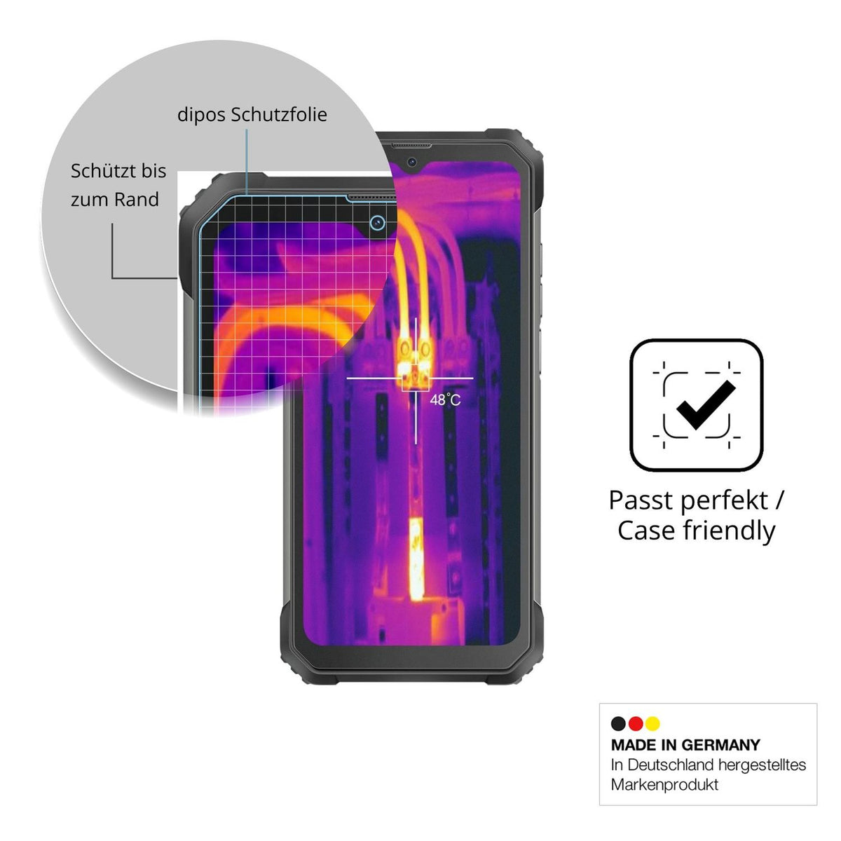 Schutzglasfolie mit optimaler Passform, zur Verwendung mit Hüllen geeignet
