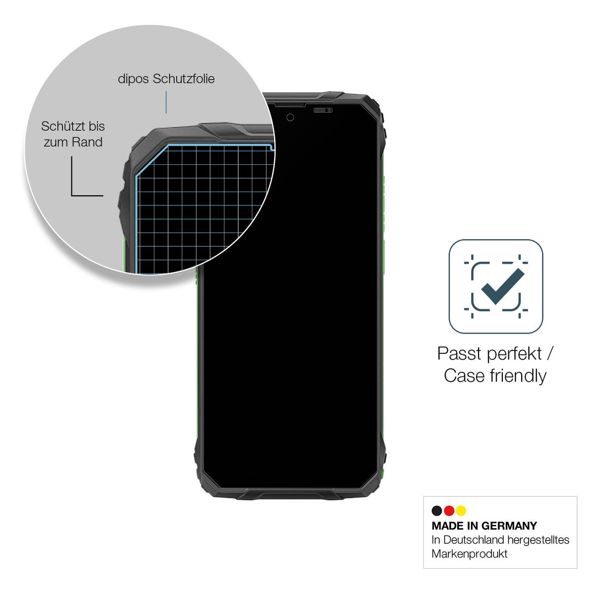 Schutzglasfolie mit optimaler Passform, zur Verwendung mit Hüllen geeignet