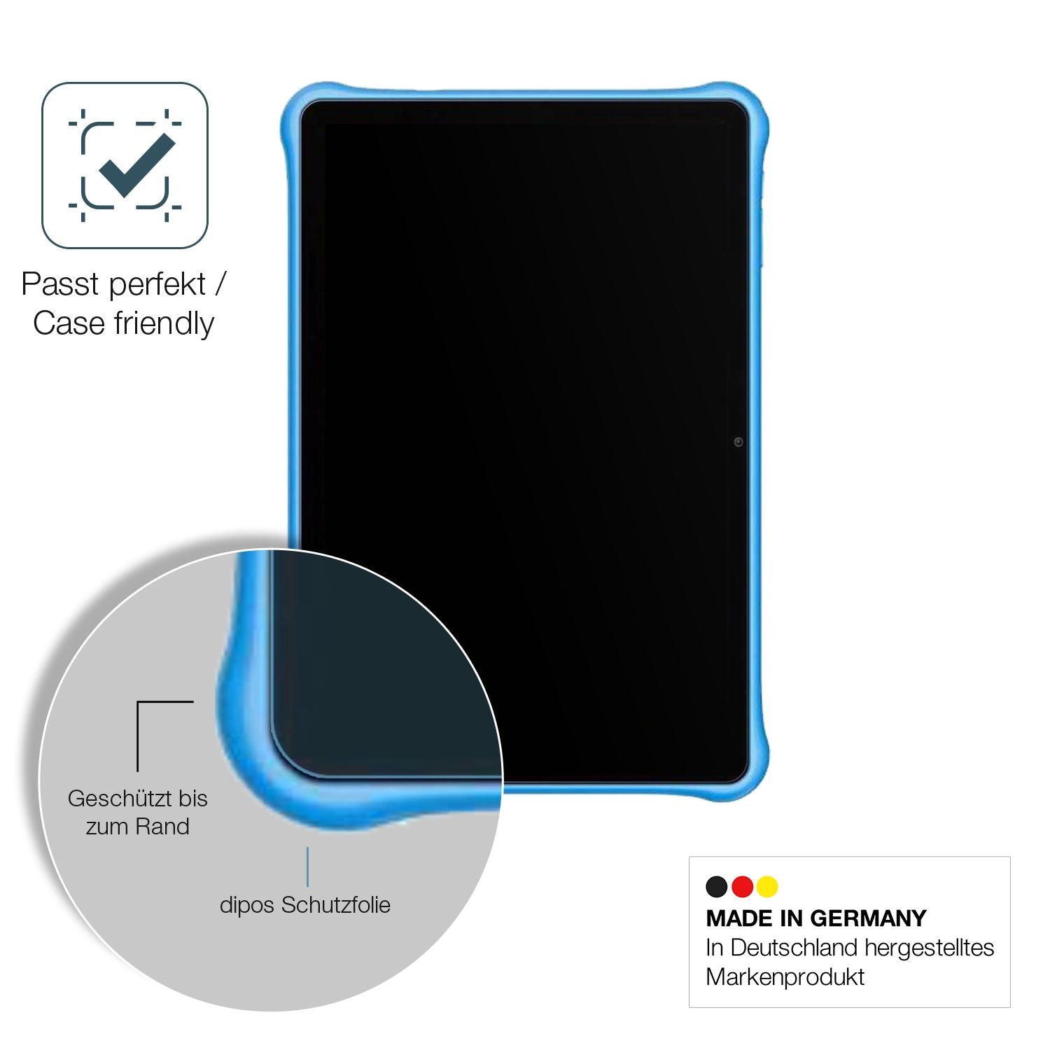 Schutzglasfolie mit optimaler Passform, zur Verwendung mit Hüllen geeignet