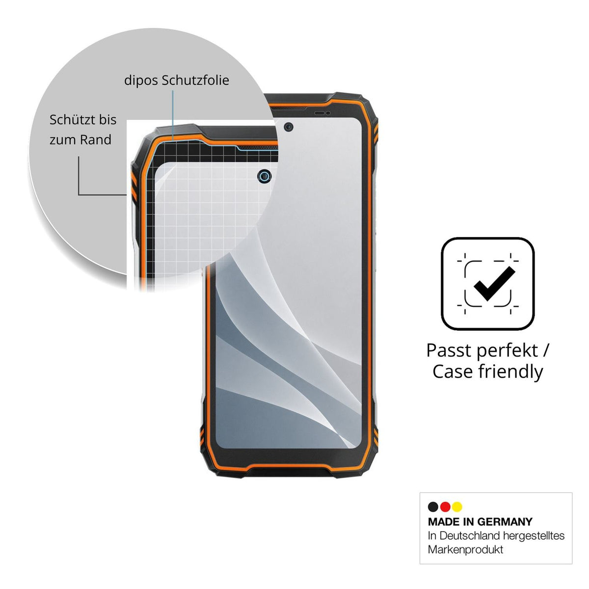 Schutzglasfolie mit optimaler Passform, zur Verwendung mit Hüllen geeignet